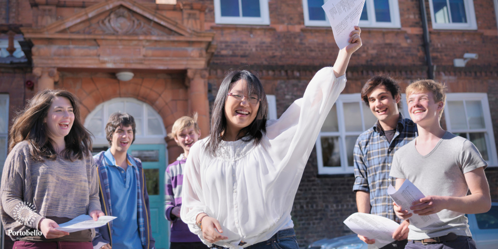 students celebrating exam results 