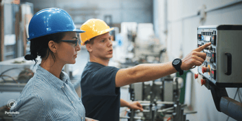 Two facility managers assisting each other with tasks 