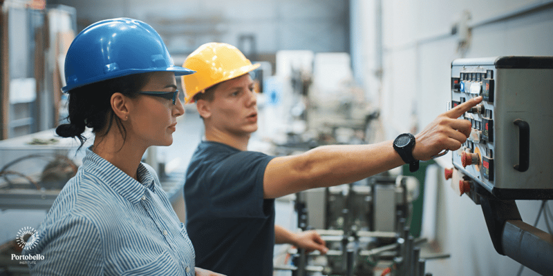 Two facility managers assisting each other with tasks