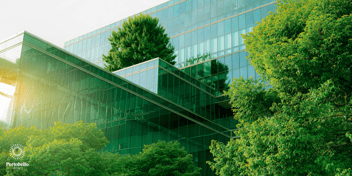 eco-friendly building surrounded by trees