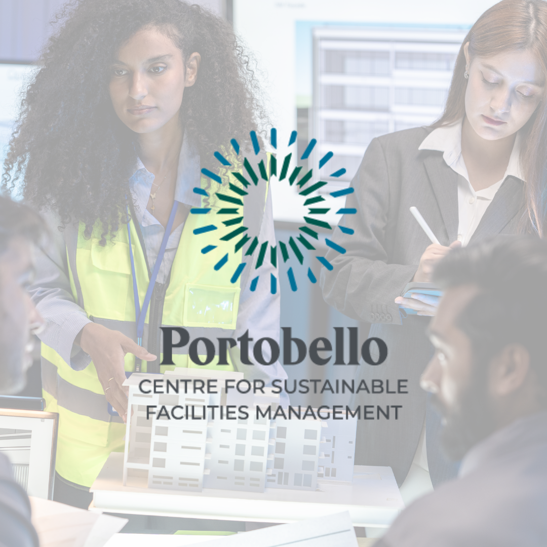 Facilities management professionals discussing workplace operations and industry challenges in a professional setting