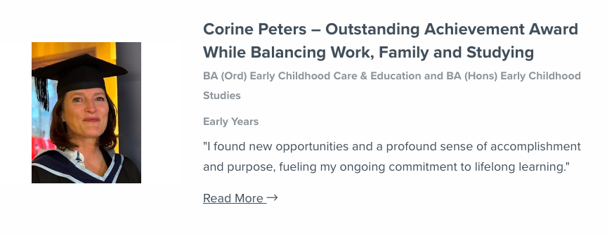 Corine's Peter's Portobello Institute Early Years Success Story