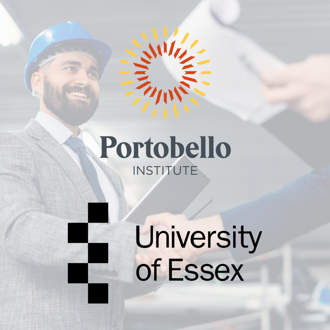 Portobello Institute and University of Essex logos with facilities management professional