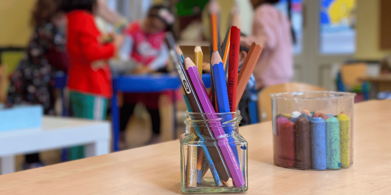 pencils early years classroom